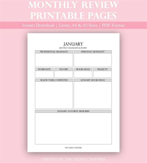 Monthly Goal Reflection Printable Worksheets Goal Worksheet Etsy In