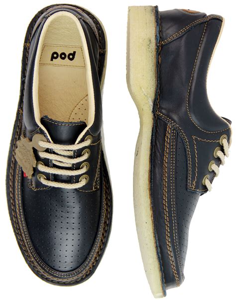 Pod Heritage Gallagher Retro 70s Pin Punch Leather Casuals Shoes