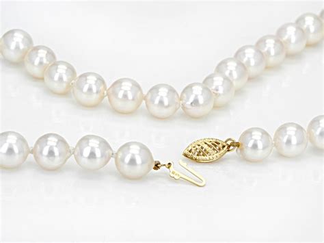 8 8 5mm White Cultured Japanese Akoya Pearl 14k Yellow Gold 18 Inch