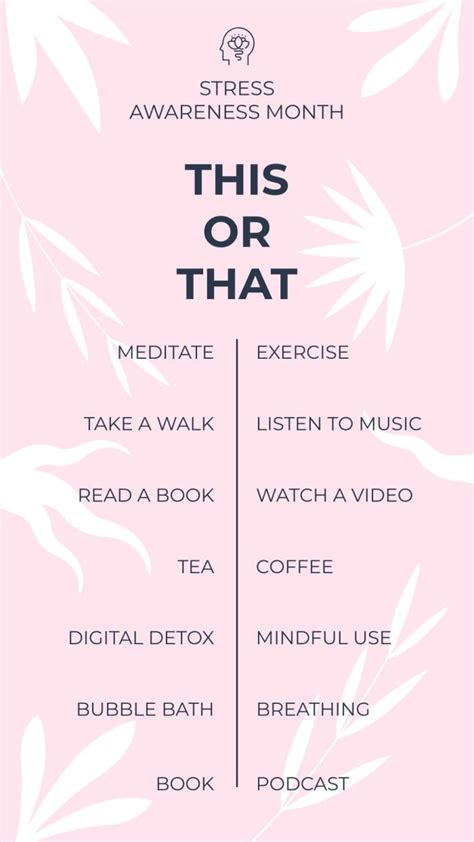 Edit this Simple Aesthetic Self Care This Or That Stress Awareness ...