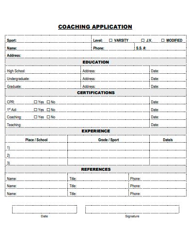 Free Coaching Application Samples In Pdf Ms Word