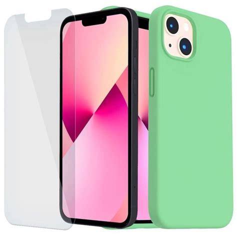 Coque Silicone Pour Iphone Vert Tr Fle Et Verres Tremp S Vitre