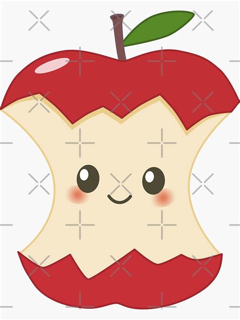 Kawaii Cute Apple Core Sticker For Sale By Adilade Redbubble