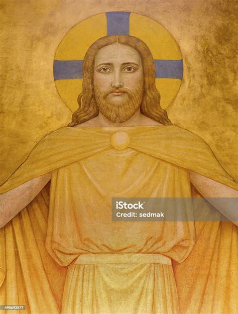 Wina Yesus Kristus Lukisan Dinding Di Gereja Carmelites Ilustrasi Stok