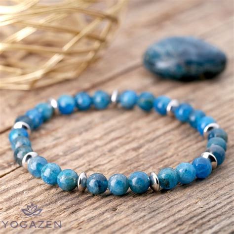 Bracelet En Apatite Bleue Pierres Naturelles Yogazen