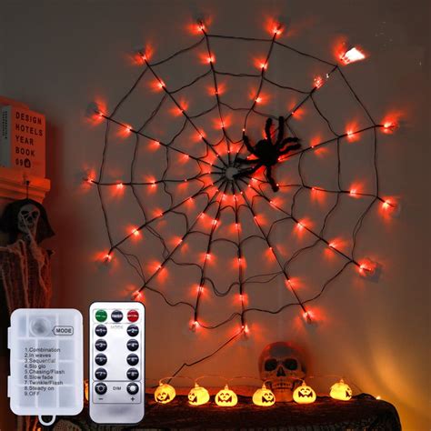 Halloween Spider Web Lights 70LED Orange Lights With Black Spider