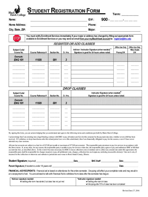 Fillable Online STUDENT REGISTRATION FORM Bhc Edu Fax Email Print