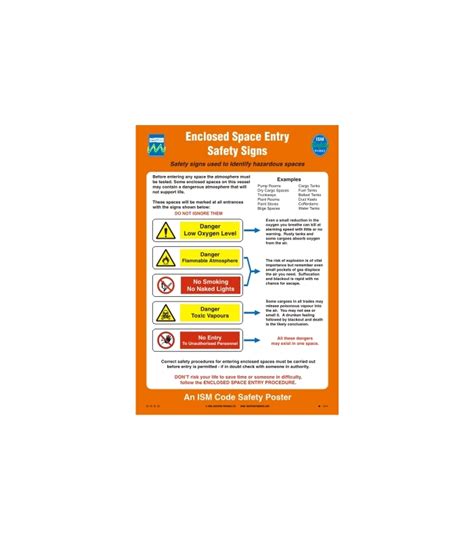 Safety Training Posters White Vinyl Poster Enclosed Space Entry