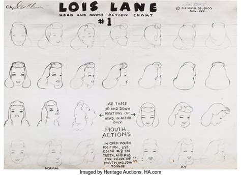 Superman Lois Lane Studio Oversized Model Sheet Max Fleischer, c. 1941 ...