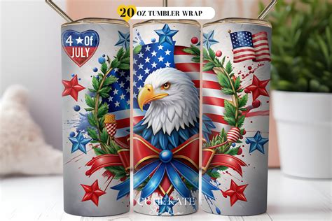 4th Of July Patriotic Eagle Tumbler Wrap Graphic By Cutie Kate Studio