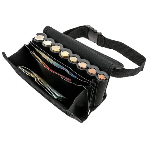 Canvas Cash Wallet with Coin Organizer Box Adjustable Belt Large