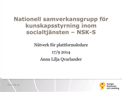 Ppt Nationell Samverkansgrupp F R Kunskapsstyrning Inom