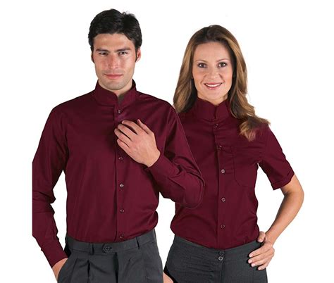 Camisa camarero cuello Mao unisex Para Hostelería Isacco