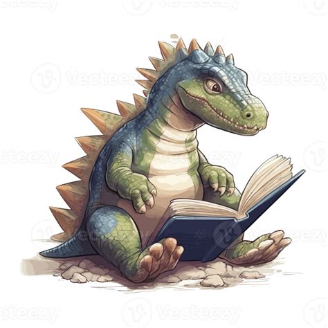 Linda Beb Dinosaurio Leer Libro Ai Generar Png