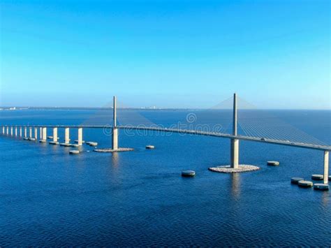 Aerial View Of Sunshine Skyway Bridge Stock Photo Image Of Road