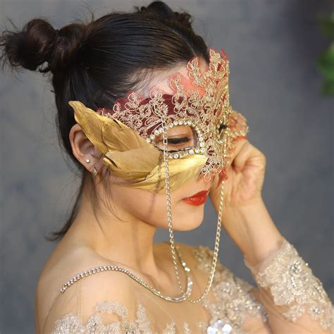 Masquerade Mask Adult Dance Gauze Flower Lace Mask Gold Etsy