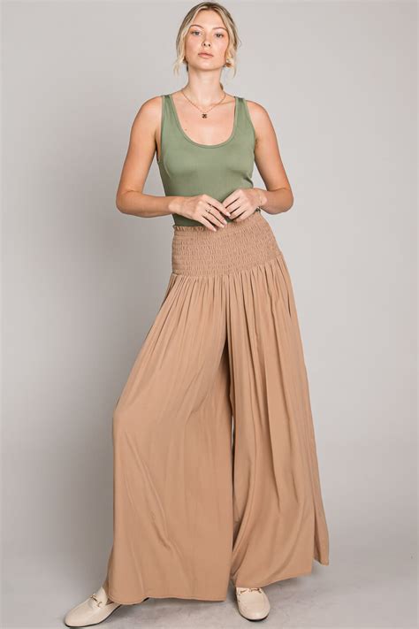 Smocked Waist Palazzo Pants Zen And Zeus Clothing Co