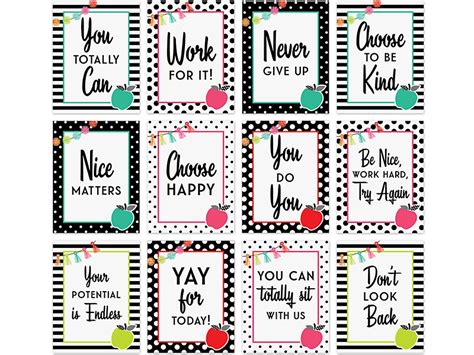 Black White And Stylish Brights Motivational Mini Poster Pack At