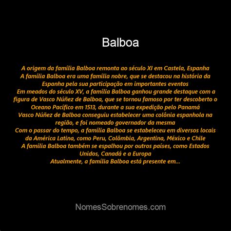 👪 → Qual A História E Origem Do Sobrenome E Família Balboa