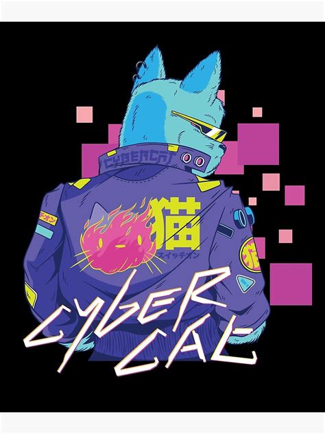 "Anime Cybercat Cyberpunker Cat" Poster for Sale by Grimbart | Redbubble