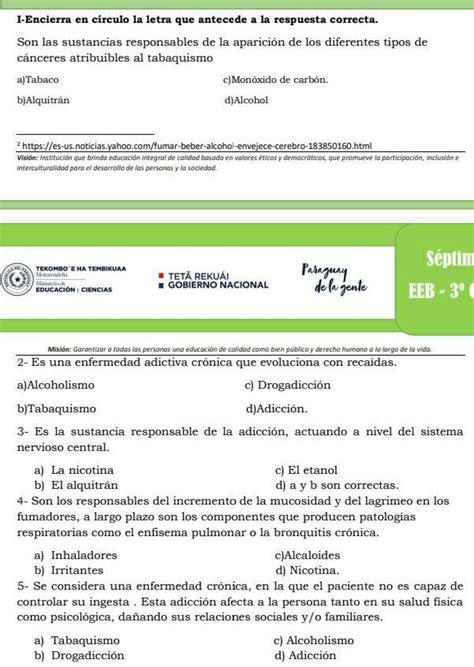 Encierra En Circulo La Letra Que Antecede A La Respuesta Correcta