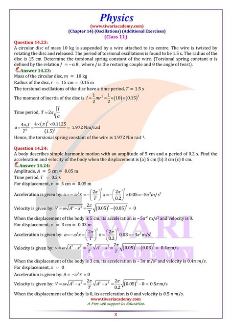 Ncert Solutions For Class Physics Chapter Oscillations