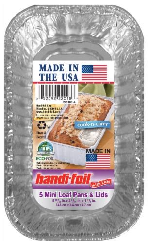 Handi-foil® Cook-n-Carry Mini Loaf Disposable Pans & Lids - Silver, 5 pk / 5.7 x 3.3 in - Pick ...