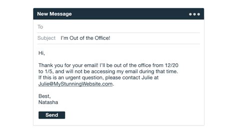 Out Of Office Auto Reply Message Sample For Business - businesser