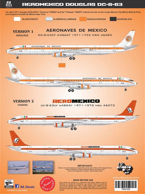 8aDecs Decals Catalogue Aeromexico DC 8 63