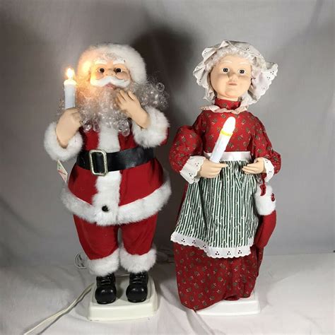 Animated Christmas Mr Mrs Santa Claus Lighted Telco Motionette Figures