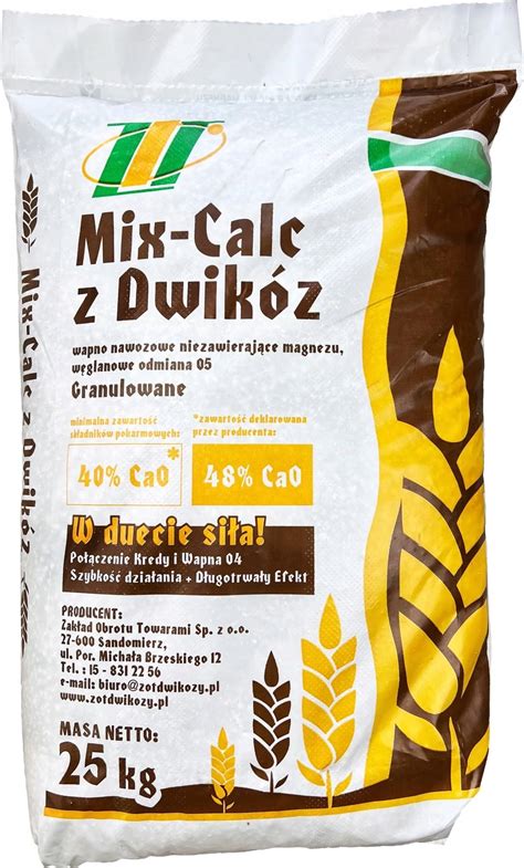 MIX CALC Z DWIKÓZ WAPNO NAWOZOWE GRANULOWANE 25kg KREDA WAPNO NAWÓZ