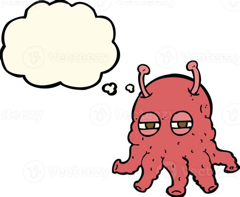 Cartoon Alien Face With Thought Bubble 45088960 Png