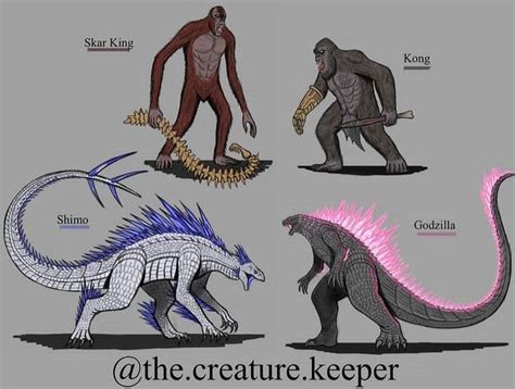 Godzilla Kong Shimo And Skar King Art By The Creature Keeper In