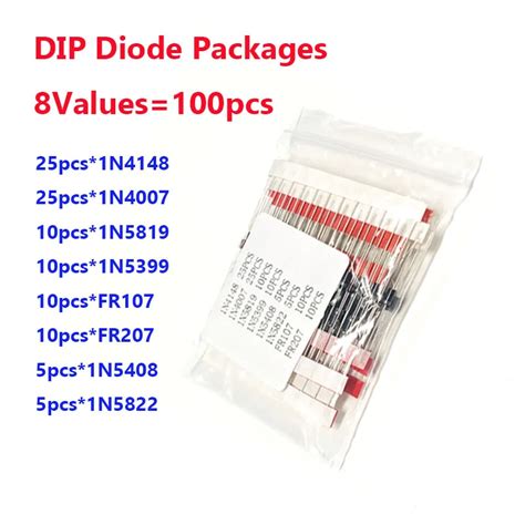 100pcs Fast Switching Schottky Diode Kit Set 1n4148 1n4007 1n5819