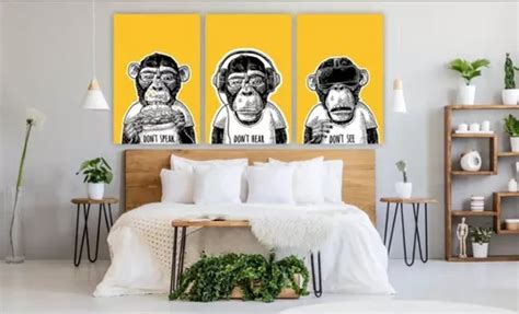 Quadro Decorativo X Macacos S Bios Cego Surdo Mudo Parcelamento