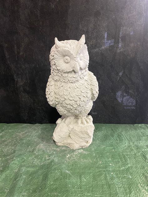 14” Owl Concrete Statue Garden Decor Lawn Ornaments