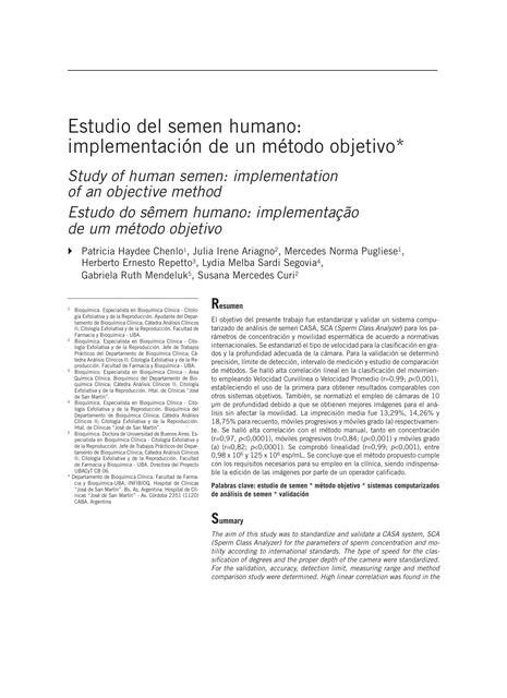 Estudio del Semen Humano Implementación de un Método Objetivo