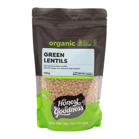 Organic Green Lentils 500g Wholelife