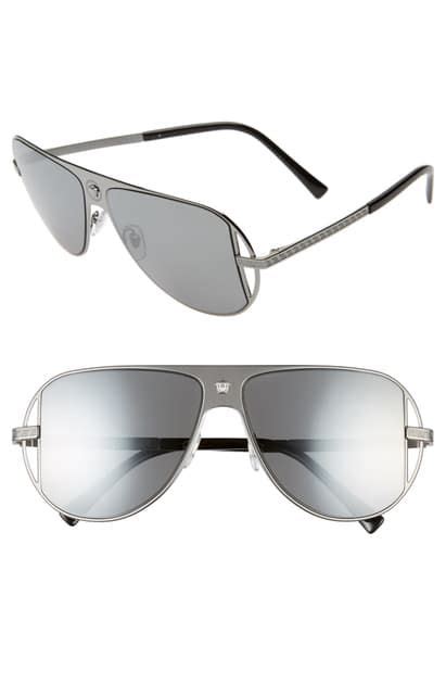 Versace Unisex Mirrored Aviator Sunglasses 57 Mm In Dark Silver Modesens Mirrored Aviator