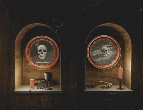 Free Front View Halloween Black Horror Mock Up Frames Psd Creativebooster