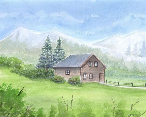 Landschaft Alm An Der Bergh Tte Ca X Cm Original Aquarell