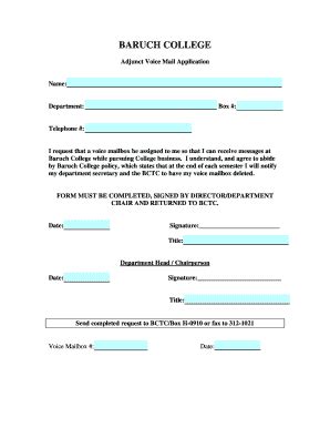 Fillable Online Baruch Cuny Adjunct Voice Mail Application Fax Email