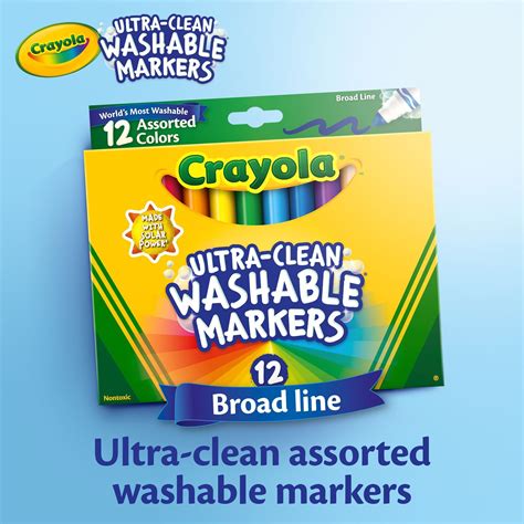 Crayola Washable Marker Set, School Supplies, 12 Colors, Broad Line ...