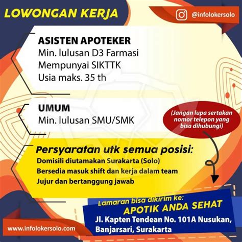 Lowongan Kerja Oktober Asisten Apoteker Apotek Anda Sehat Di Solo