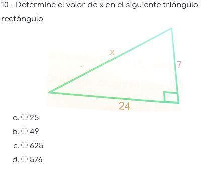 Determine el valor de x en el siguiente triángulo rectángulo Brainly lat