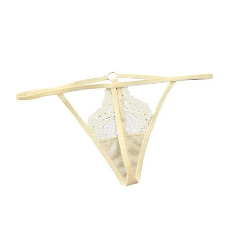 Lingerie Sexy Femme Dentelle String Ouvert Culotte G Pants Lingerie Pyjama N Beige