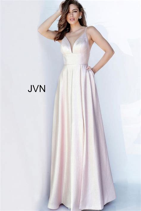 Jovani Jvn3781 Plunging Neckline Metallic Dress