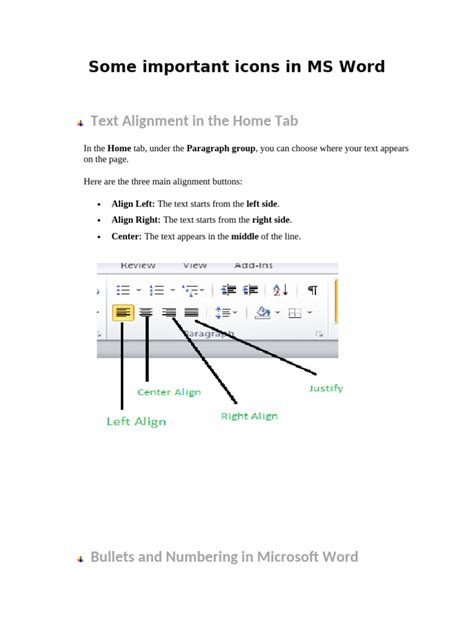 key ms word  icons explained
