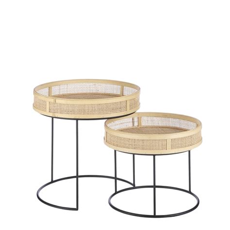 Lot De 2 Tables D Appoint Noir H45 Leandro Maisons Du Monde