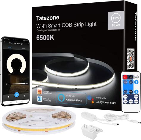 Tatazone Tira de luz LED COB blanca inteligente con aplicación y